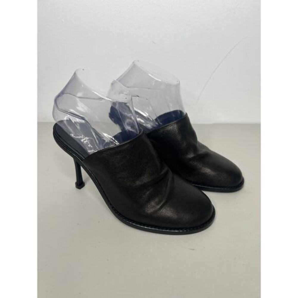 New Free People Leila Heeled Mule Soft Black Leather Slip On Women’s Size 37/6.5